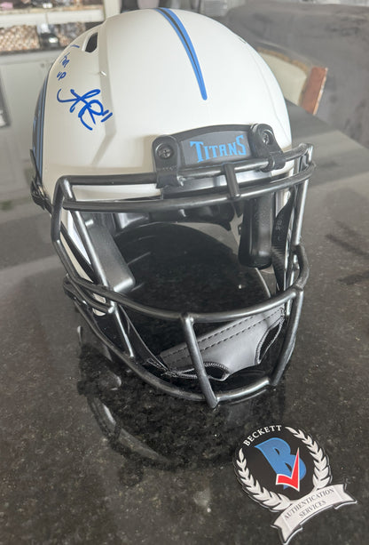 A J Brown Hand-Signed🖊️Tennessee Titans Full-Size Authentic On-Field Lunar Eclipse Alternate Speed Helmet Inscribed "Titan Up"💥