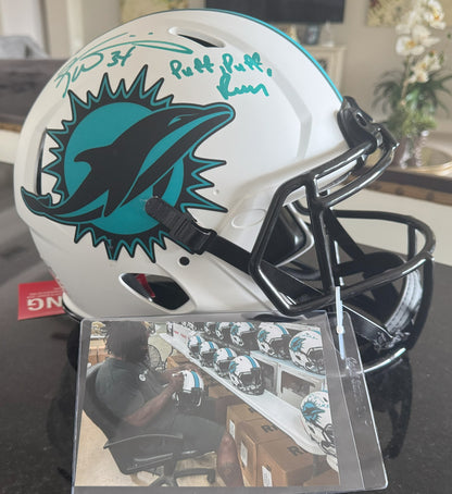 Ricky Williams Signed Miami Dolphins Full-Size Authentic On-Field Lunar Eclipse Alternate Speed Helmet Inscribed "Puff, Puff, Run" Inc. Authentication 🛡️