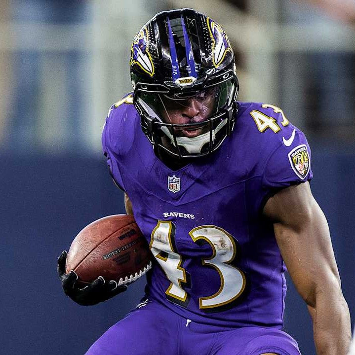 Justice Hill GAME-WORN💪10/12/25 On-Field Baltimore Ravens💜Jersey vs.Los Angeles Rams🐏