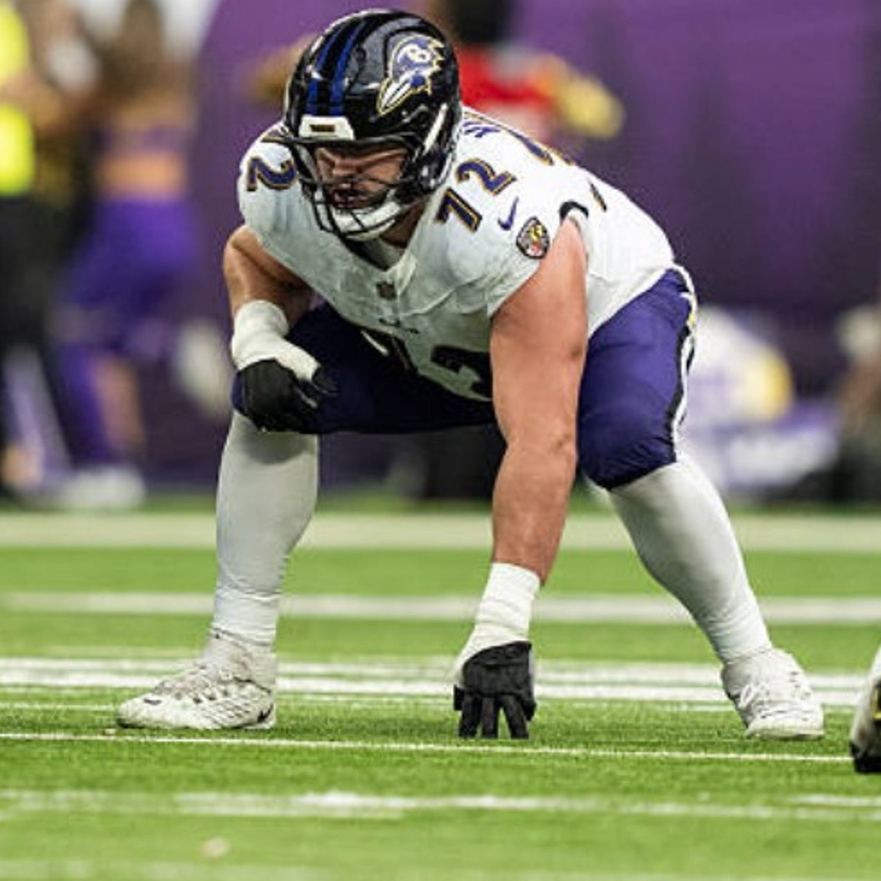 Andrew Vorhees GAME-WORN 💪 11/09/25 Baltimore Ravens 💜 NFL Jersey WIN vs Minnesota Vikings  Also Includes Certificate of Authenticity