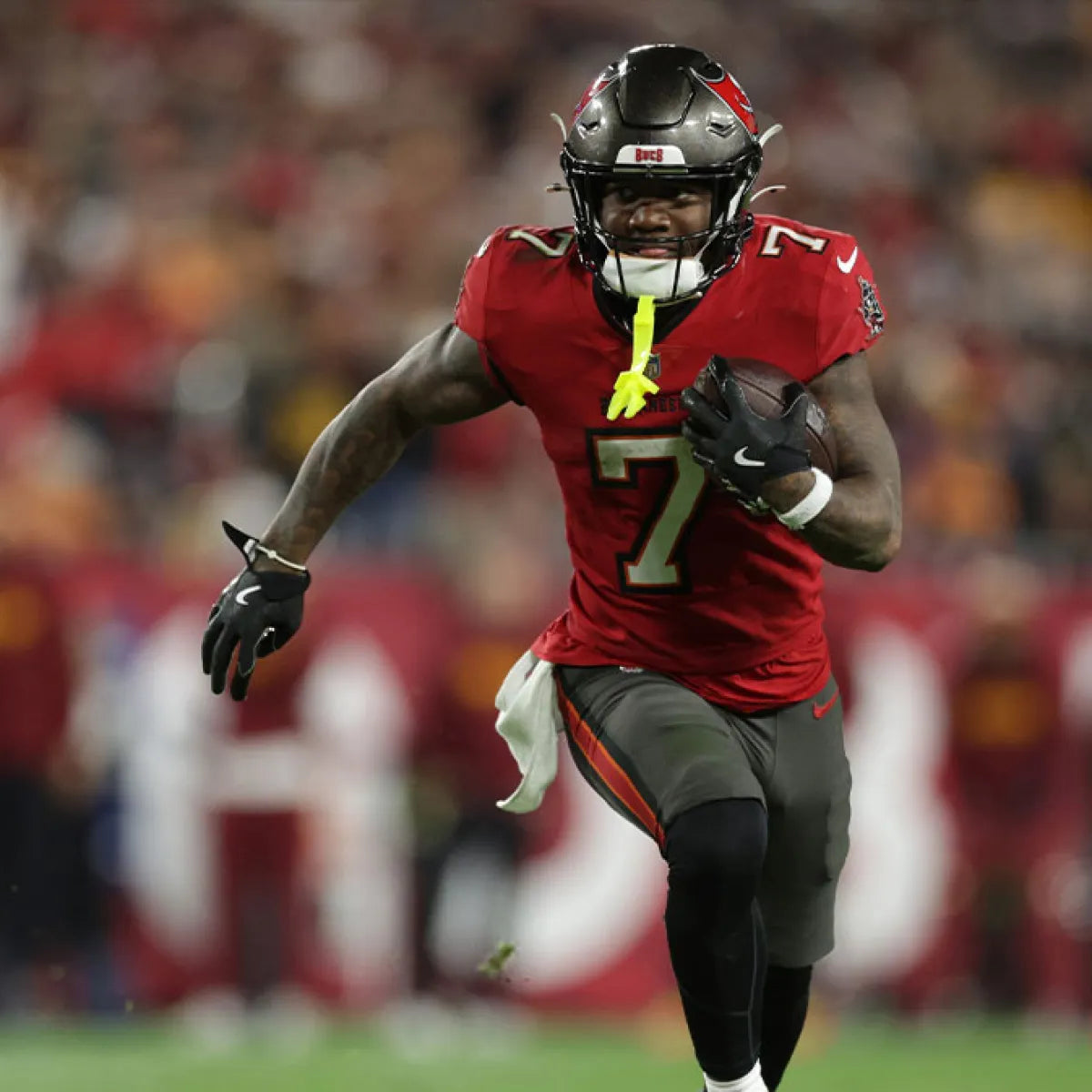 Bucky Irving GAME ISSUED 💪 Tampa Bay Buccaneers On-Field Nike NFL Red Jersey 🎽 Also includes Certificate of Authenticity 🛡️