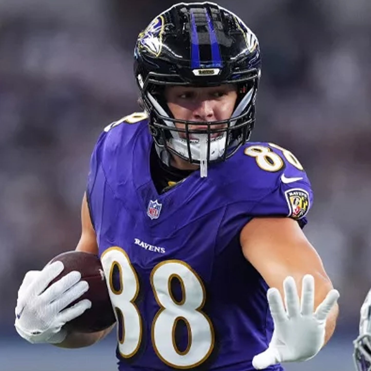 Charlie Kolar GAME-WORN💪10/12/25 On-Field Baltimore Ravens💜Jersey vs.Los Angeles Rams🐏