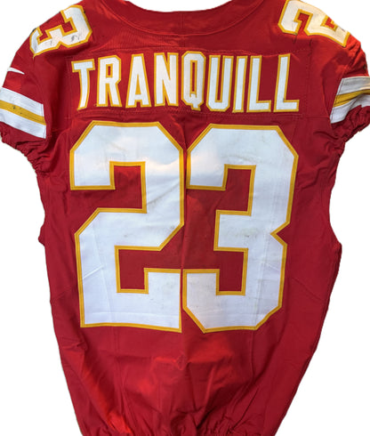 Drue Tranquill GAME-USED💪09/28/25 Kansas City Chiefs NFL Jersey🎽vs. Baltimore Ravens