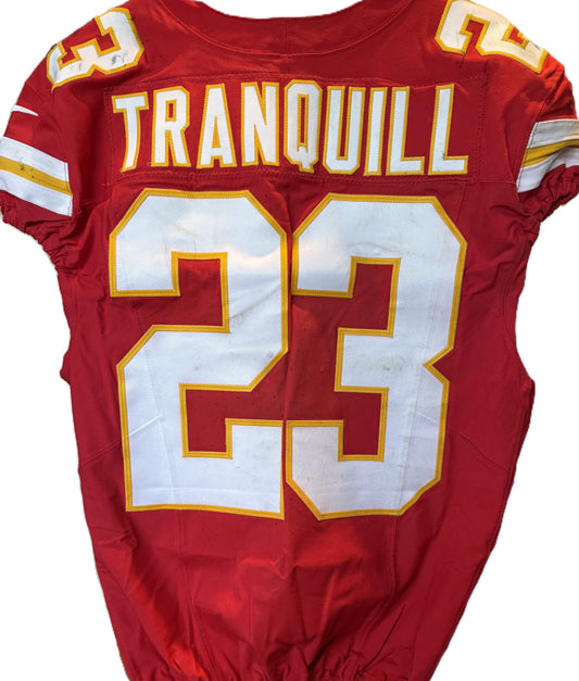 Drue Tranquill GAME-USED💪09/28/25 Kansas City Chiefs NFL Jersey🎽vs. Baltimore Ravens