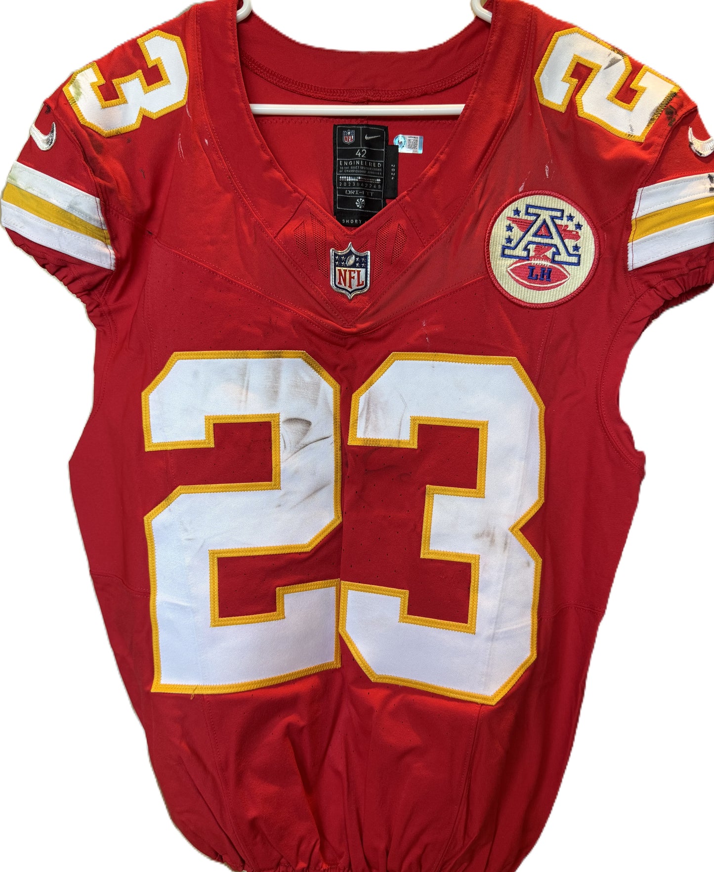Drue Tranquill GAME-USED💪09/28/25 Kansas City Chiefs NFL Jersey🎽vs. Baltimore Ravens
