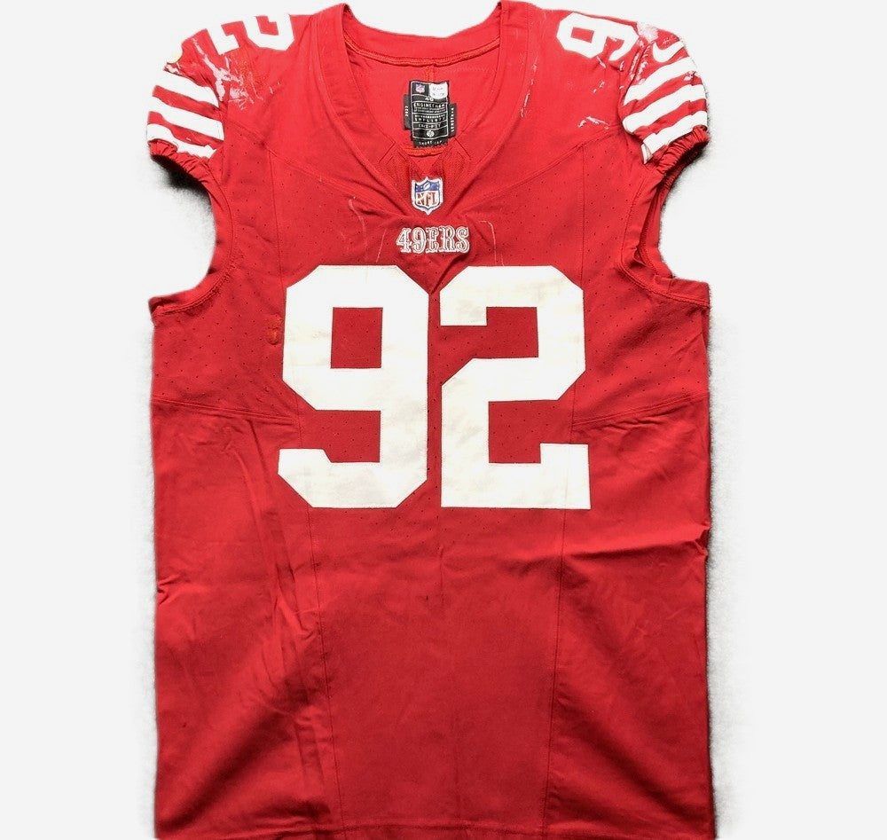 Jordan Elliott GAME USED💪10/20/24 PHOTO MATCHED📸San Francisco 49ers Jersey👕vs Kansas City Chiefs Special Crucial Catch Matchup