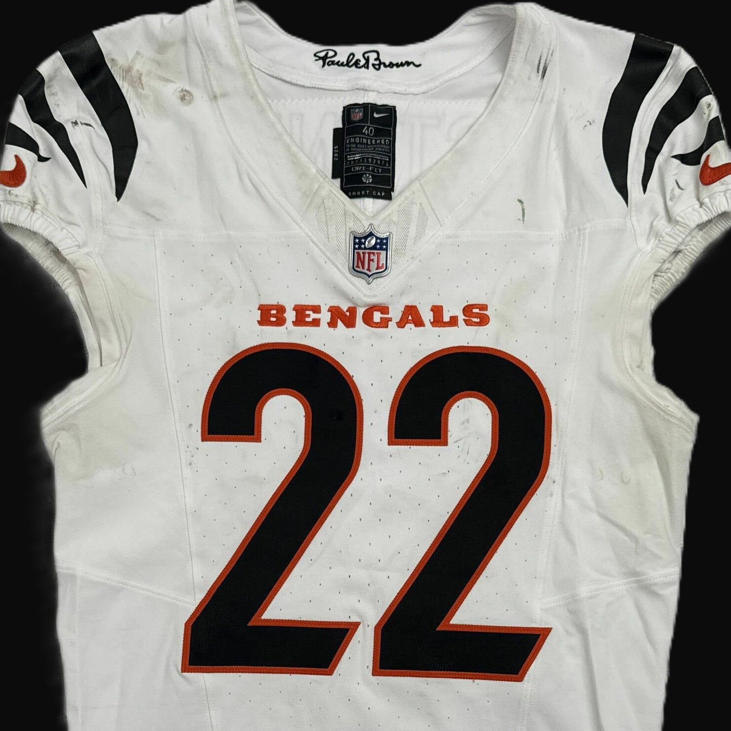 Geno Stone GAME WORN 10/12/25 💪 Cincinnati Bengals 🐅 Nike NFL Jersey 👕 vs Green Bay Packers inc. COA 🛡️