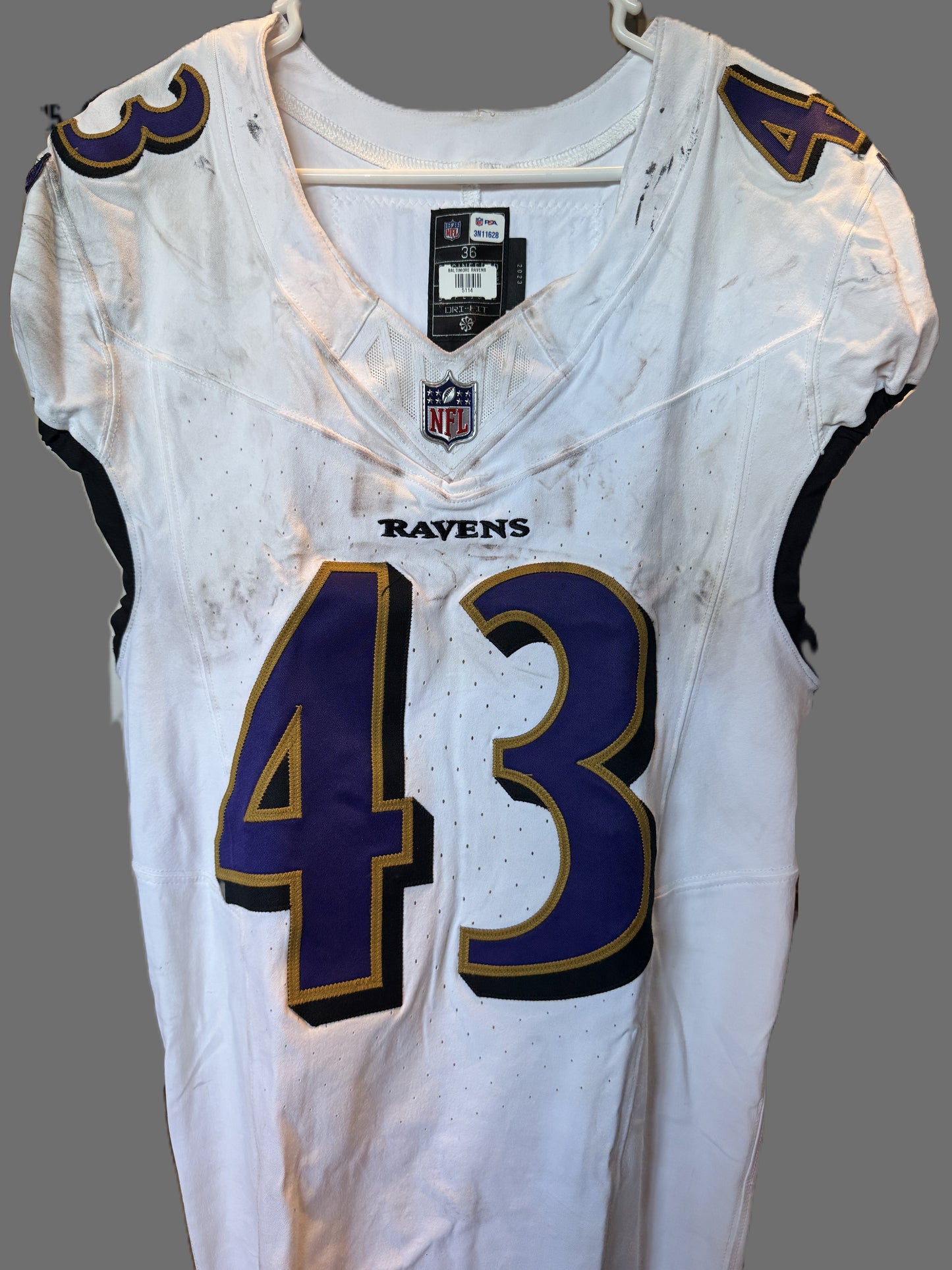 Justice Hill GAME-WORN💪10/06/24 PHOTO-MATCHED📸Baltimore Ravens💜NFL Jersey vs. Bengals