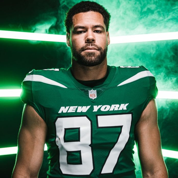 C.J. Uzomah GAME WORN/USED 💪 New York Jets Nike NFL Jersey 👕 with PSA Authenticity🛡️ Crucial Catch Game
