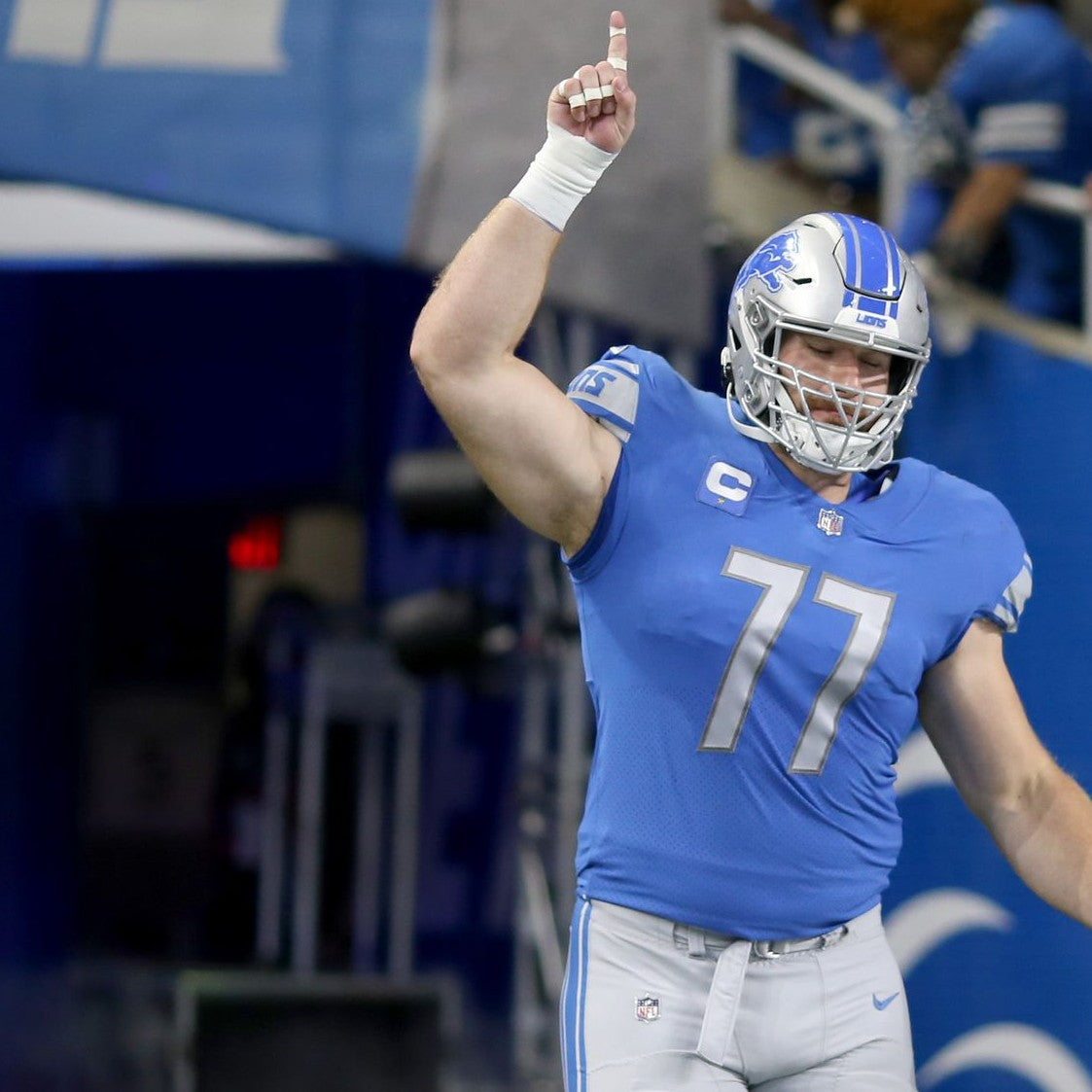 Frank Ragnow GAME WORN 💪 11/19/23 Detroit Lions 🦁 Nike NFL Jersey 👕 vs. Chicago Bears Salute 2 Service game  Inc. PSA Certification 🛡️