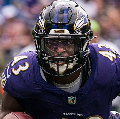 Justice Hill GAME-WORN💪10/12/25 On-Field Baltimore Ravens💜Jersey vs.Los Angeles Rams🐏
