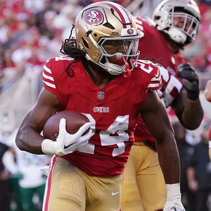 Jordan Mason GAME WORN 10/20/24 PHOTO MATCHED 📸 San Francisco 49ers NFL Jersey 👕 vs Kansas City Chiefs Also includes PSA COA 🛡️