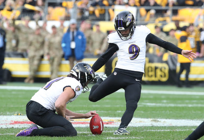 Justin Tucker Signed + Inscribed GAME WORN NFL Cleats 2021-2022 Season Baltimore Ravens  Includes COA