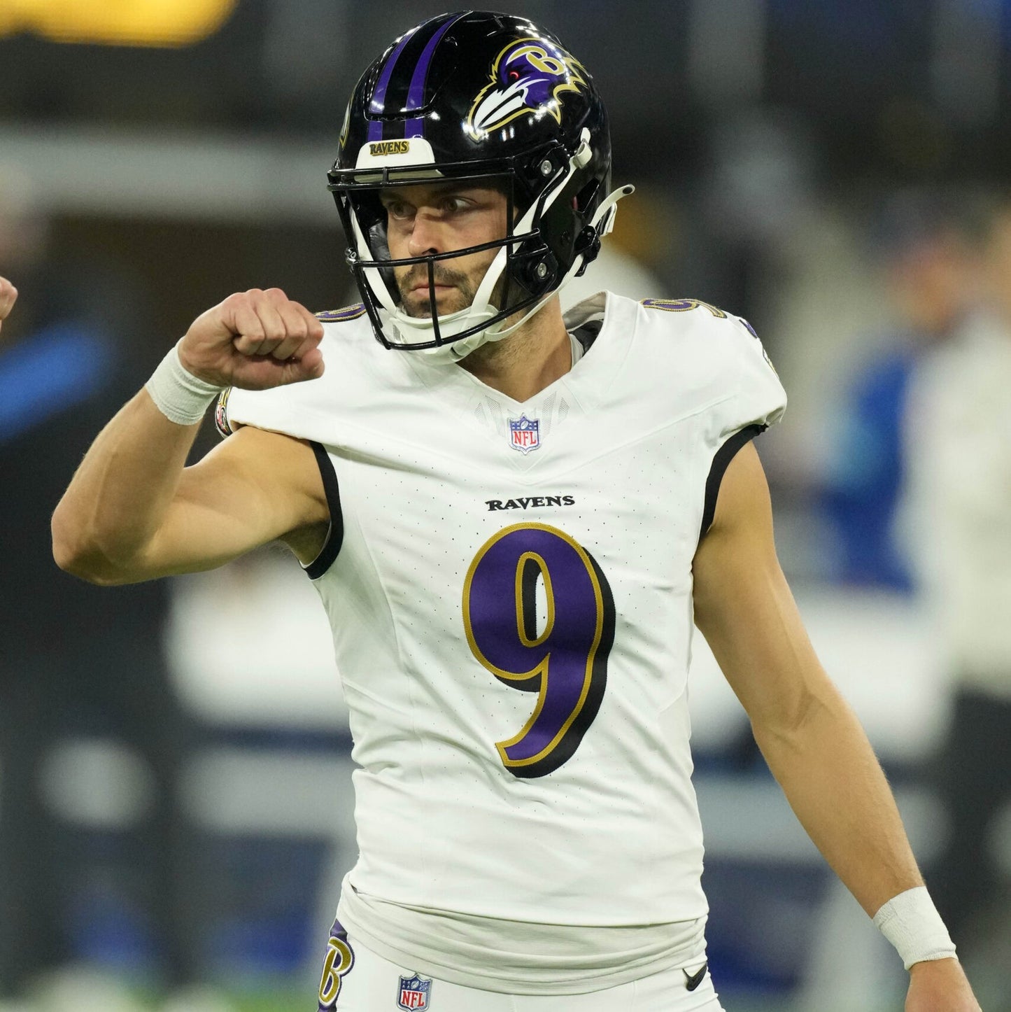 Justin Tucker Signed✍️GAME WORN💪NFL Cleats👟24-25 Season Ravens💜Inscribed🛡️Worn wk 9 vs Denver Broncos 11/03/24 & wk 11 @ Pittsburgh 11/17/24