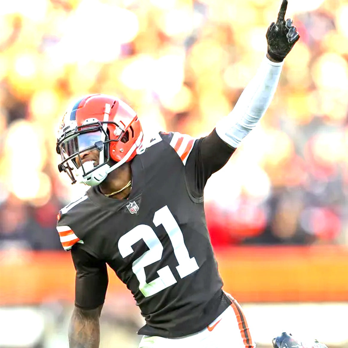Denzel Ward GAME WORN/USED 10/01/23 💪 Cleveland Browns NFL Jersey 👕 vs. Baltimore Ravens Inc. PSA Authenticity 🛡️ + Jim Brown memorial Patch