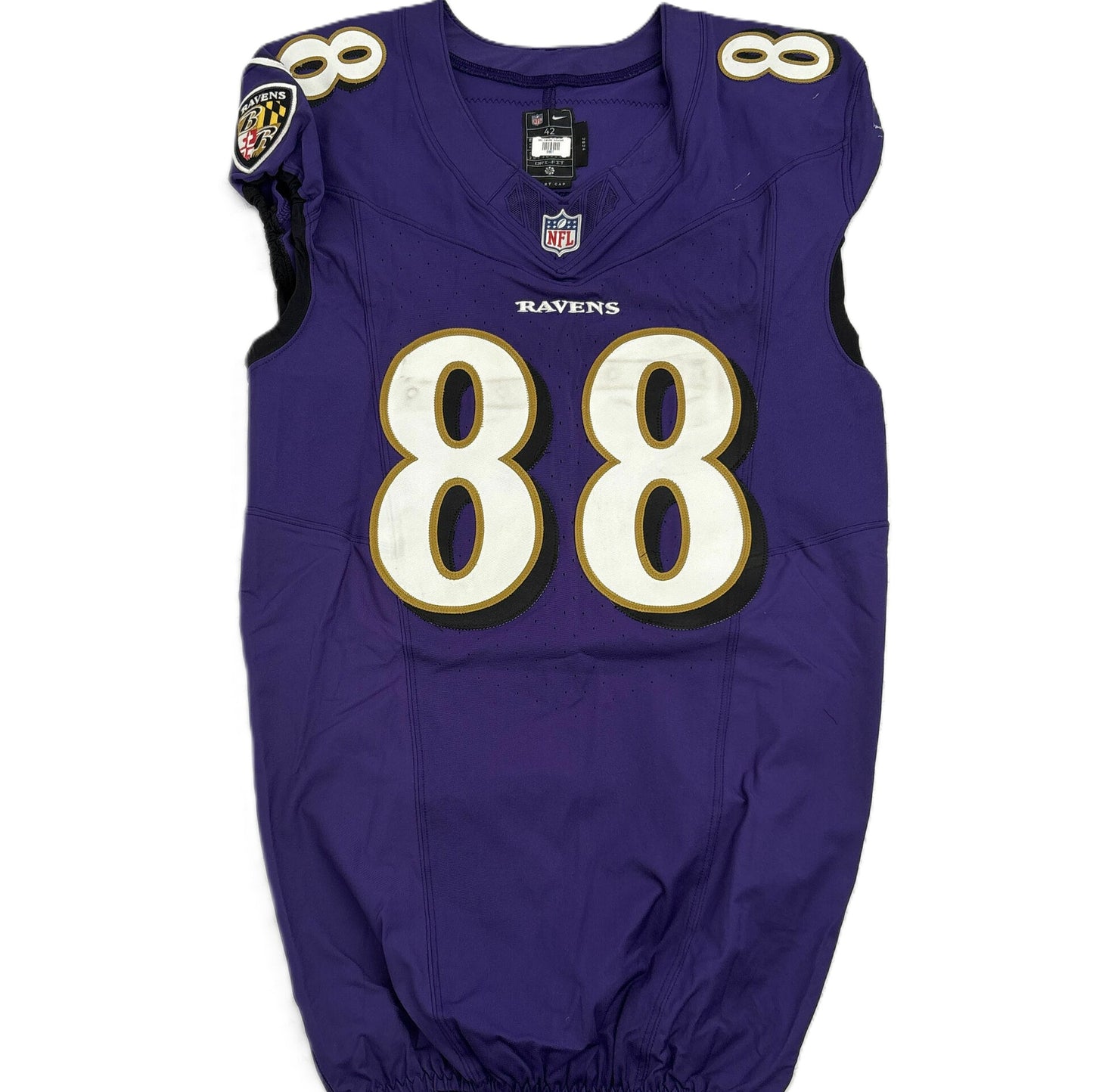 Charlie Kolar GAME-WORN💪from the 2025 season Baltimore Ravens💜Jersey Also includes COA