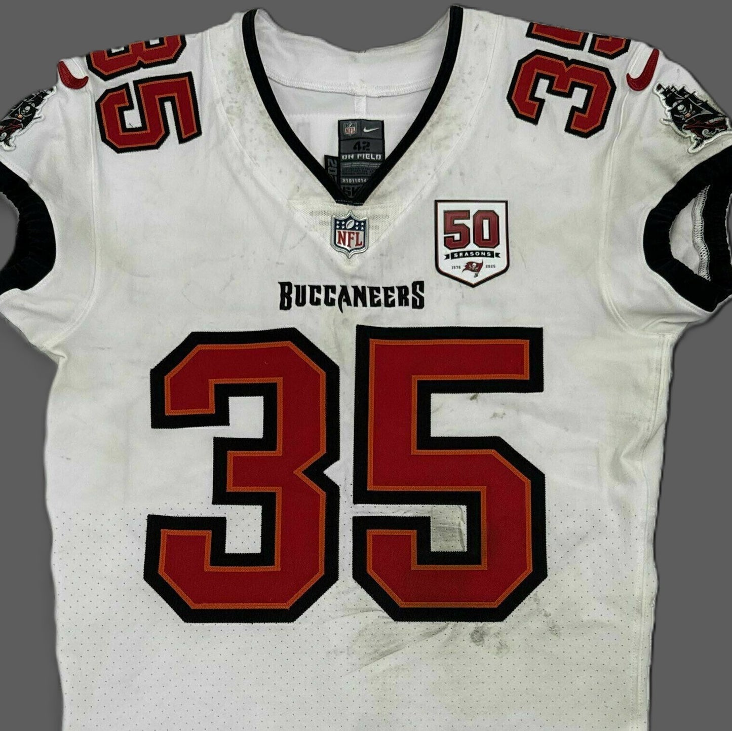 Jamel Dean GAME WORN 💪 11/09/25 Tampa Bay Buccaneers On-Field Nike NFL Jersey 👕 vs. Patriots Inc. COA