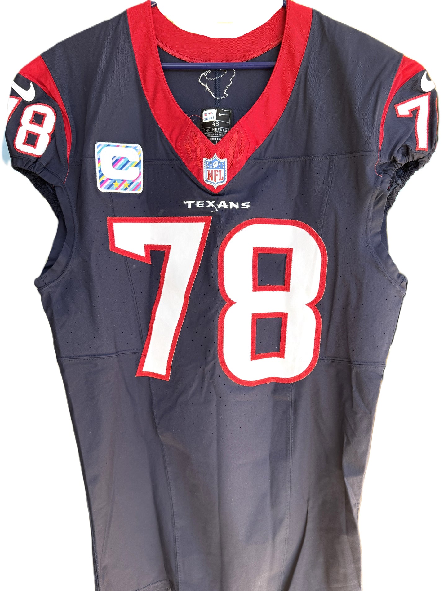 Laremy Tunsil GAME WORN 💪 10/15/2023 PHOTO MATCHED 📸 Houston Texans Nike NFL Jersey🎽 vs. New Orleans Saints (Crucial Catch Game)