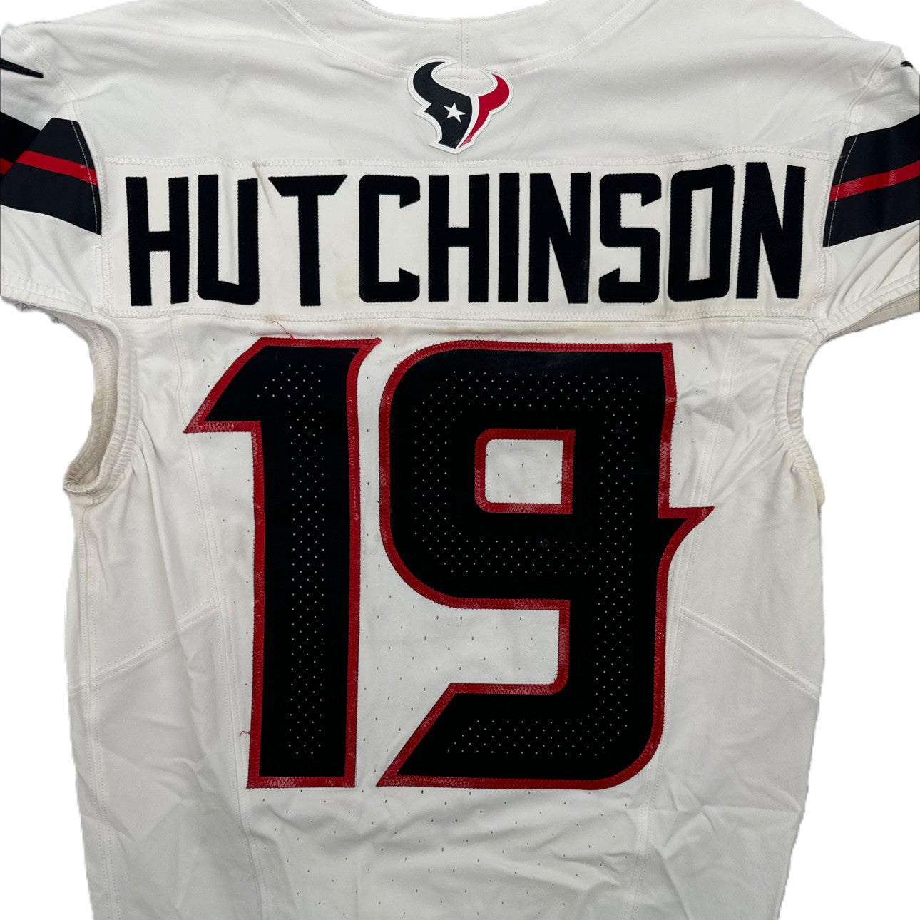Xavier Hutchinson GAME WORN 💪 10/13/24 Houston Texans 🐂 NFL Jersey 👕 Victory over the New England Patriots inc. Metabilia COA 🛡️
