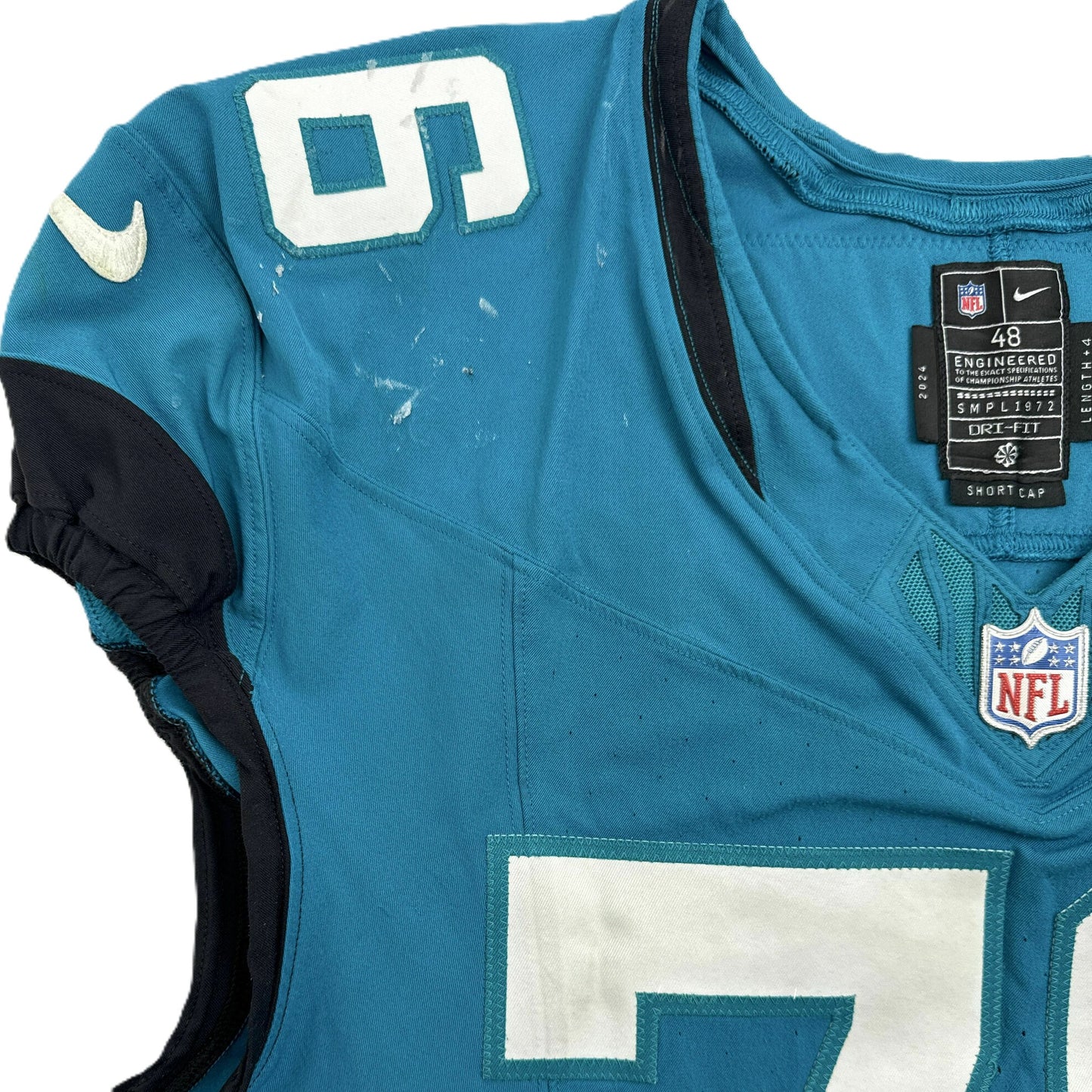 Ezra Cleveland GAME WORN 09-28-25 Jacksonville Jaguars Nike NFL Jersey vs. San Francisco 49ers Also includes COA 🛡️