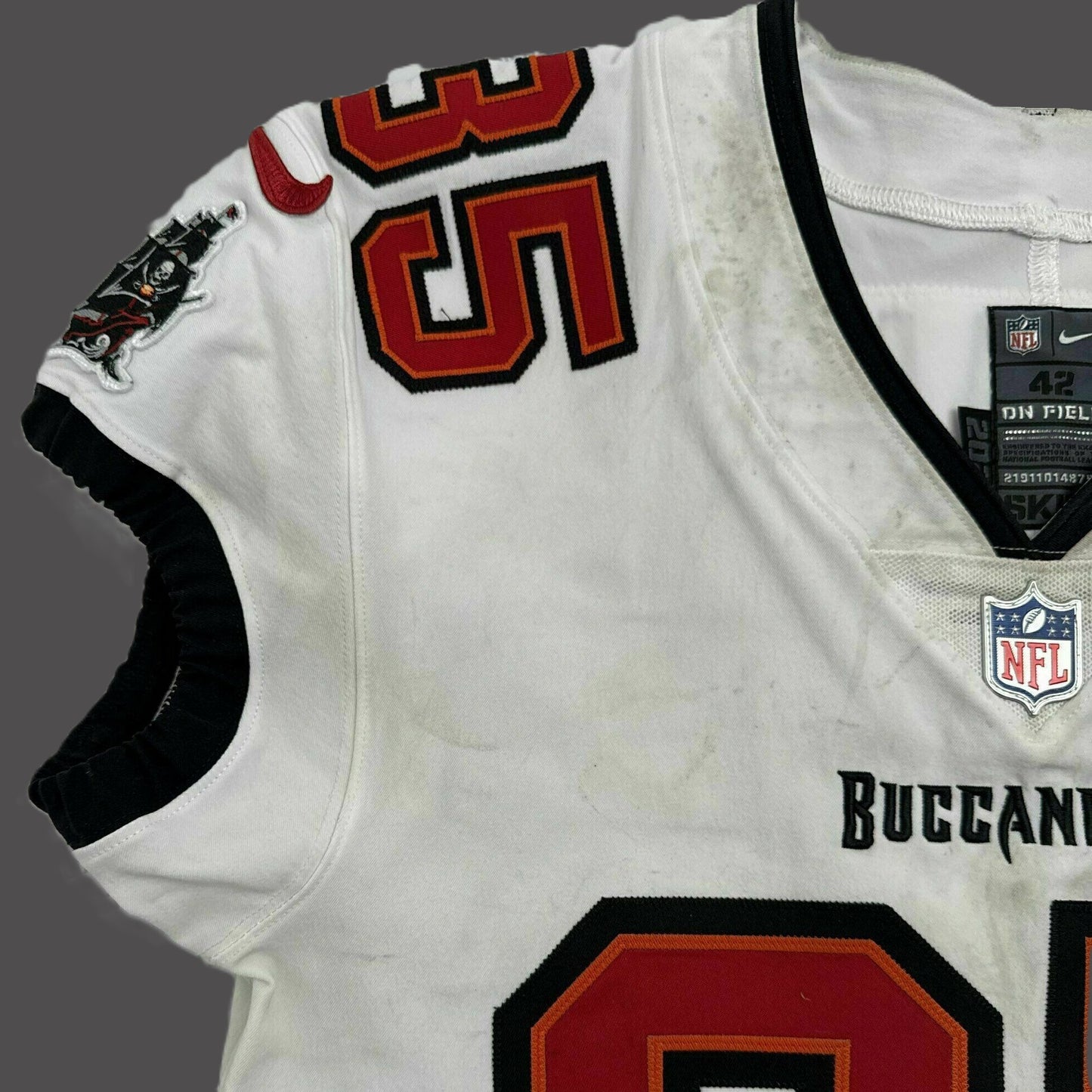 Jamel Dean GAME WORN 💪 11/09/25 Tampa Bay Buccaneers On-Field Nike NFL Jersey 👕 vs. Patriots Inc. COA