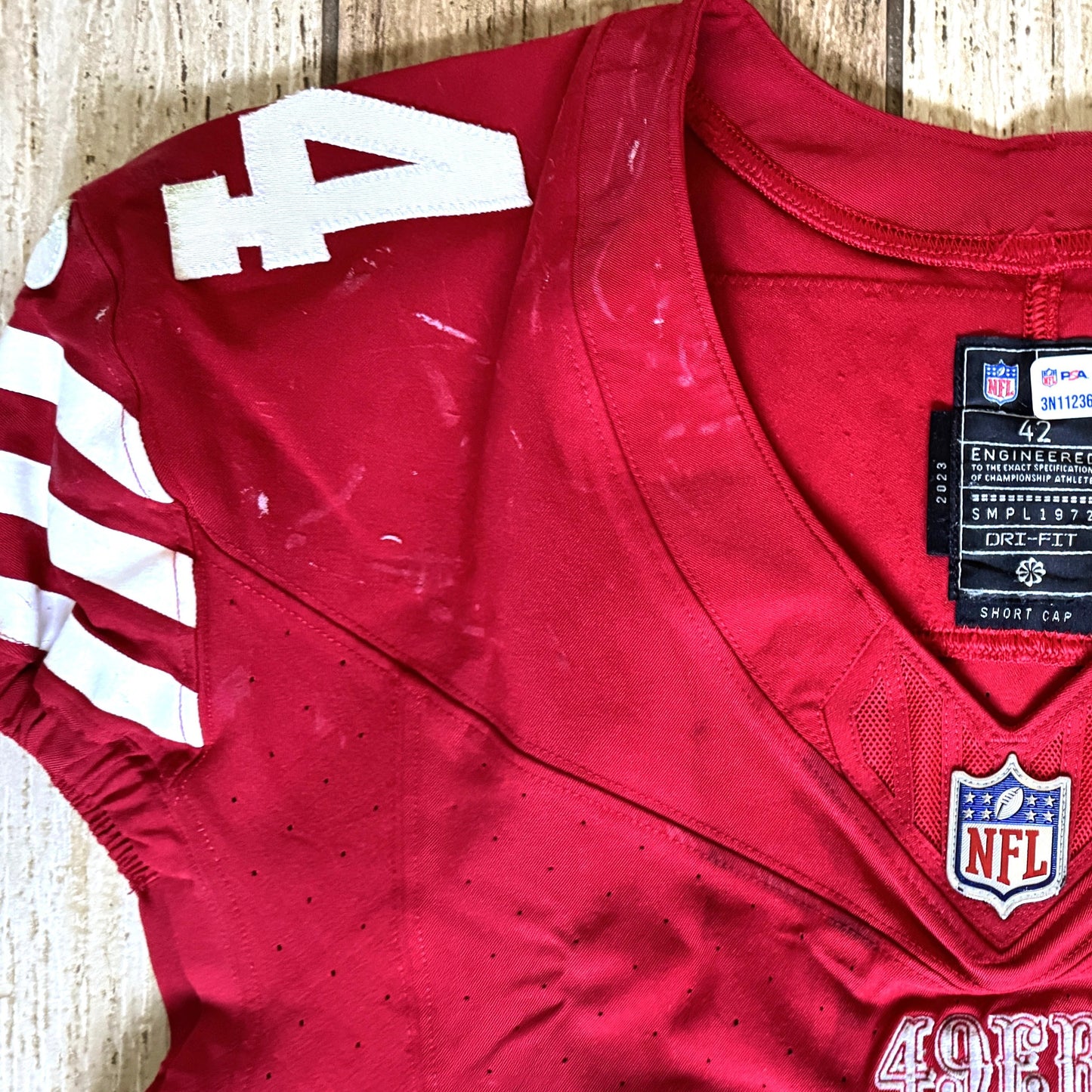 Jordan Mason GAME WORN 10/20/24 PHOTO MATCHED 📸 San Francisco 49ers NFL Jersey 👕 vs Kansas City Chiefs Also includes PSA COA 🛡️