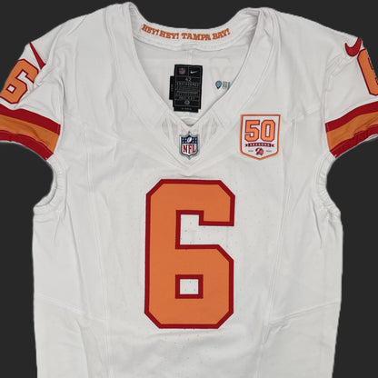 Baker Mayfield GAME-ISSUED🔥Tampa Bay Buccaneers Nike NFL Iconic 1976 Jersey 👕 Also includes Certificate of Authenticity + 50 Seasons Patch 🛡️