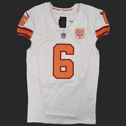 Baker Mayfield GAME-ISSUED🔥Tampa Bay Buccaneers Nike NFL Iconic 1976 Jersey 👕 Also includes Certificate of Authenticity + 50 Seasons Patch 🛡️