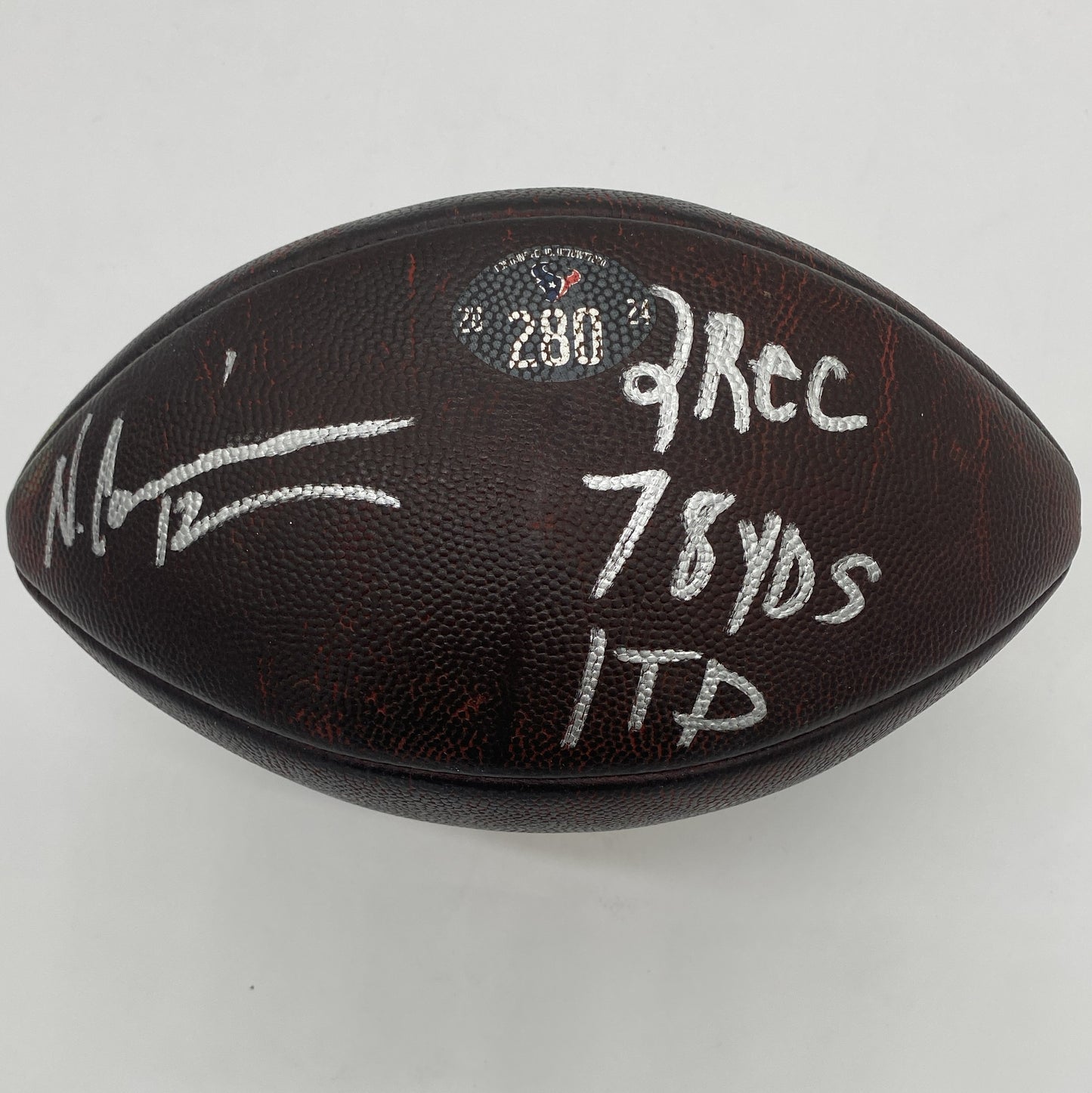 Nico Collins GAME-USED 💪 & Signed ✍️ Houston Texans Wilson DUKE Ball vs. Buffalo Bills 🦬 10/06/24 Also inc inscription