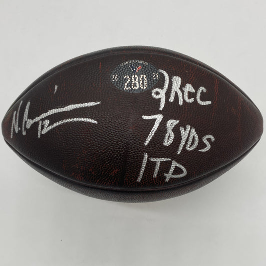 Nico Collins GAME-USED 💪 & Signed ✍️ Houston Texans Wilson DUKE Ball vs. Buffalo Bills 🦬 10/06/24 Also inc inscription