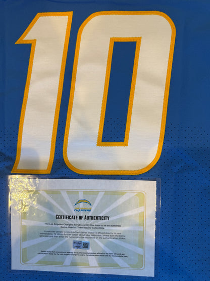 Justin Herbert TEAM ISSUED Los Angeles Chargers NFL Jersey includes sleeves 💯 RARE ⚡ Inc COA 🛡️