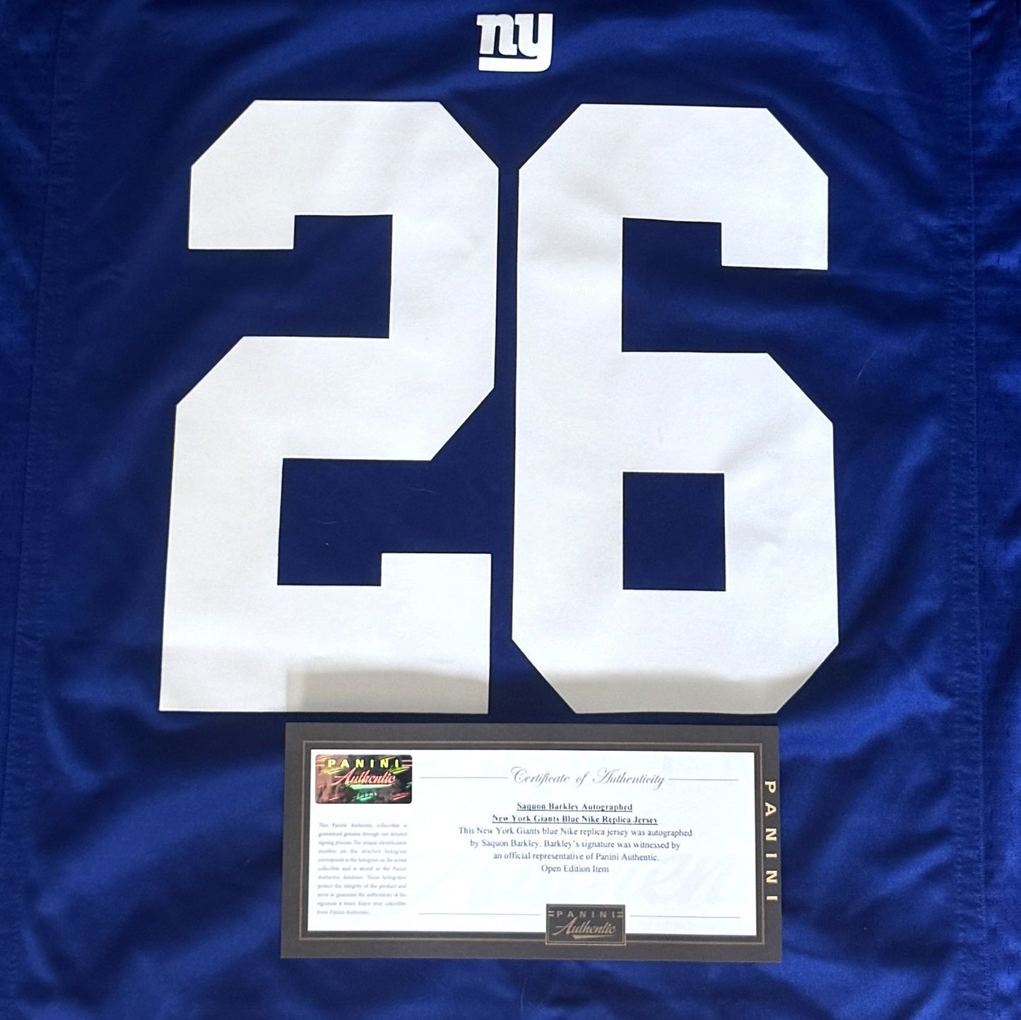 Saquon Barkley Hand Signed ✍️ New York Giants Nike NFL Jersey 👕 Also includes Authenticity 🛡️