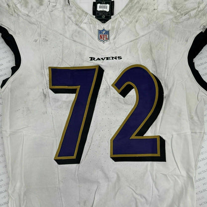 Andrew Vorhees GAME-WORN 💪 11/09/25 Baltimore Ravens 💜 NFL Jersey WIN vs Minnesota Vikings  Also Includes Certificate of Authenticity