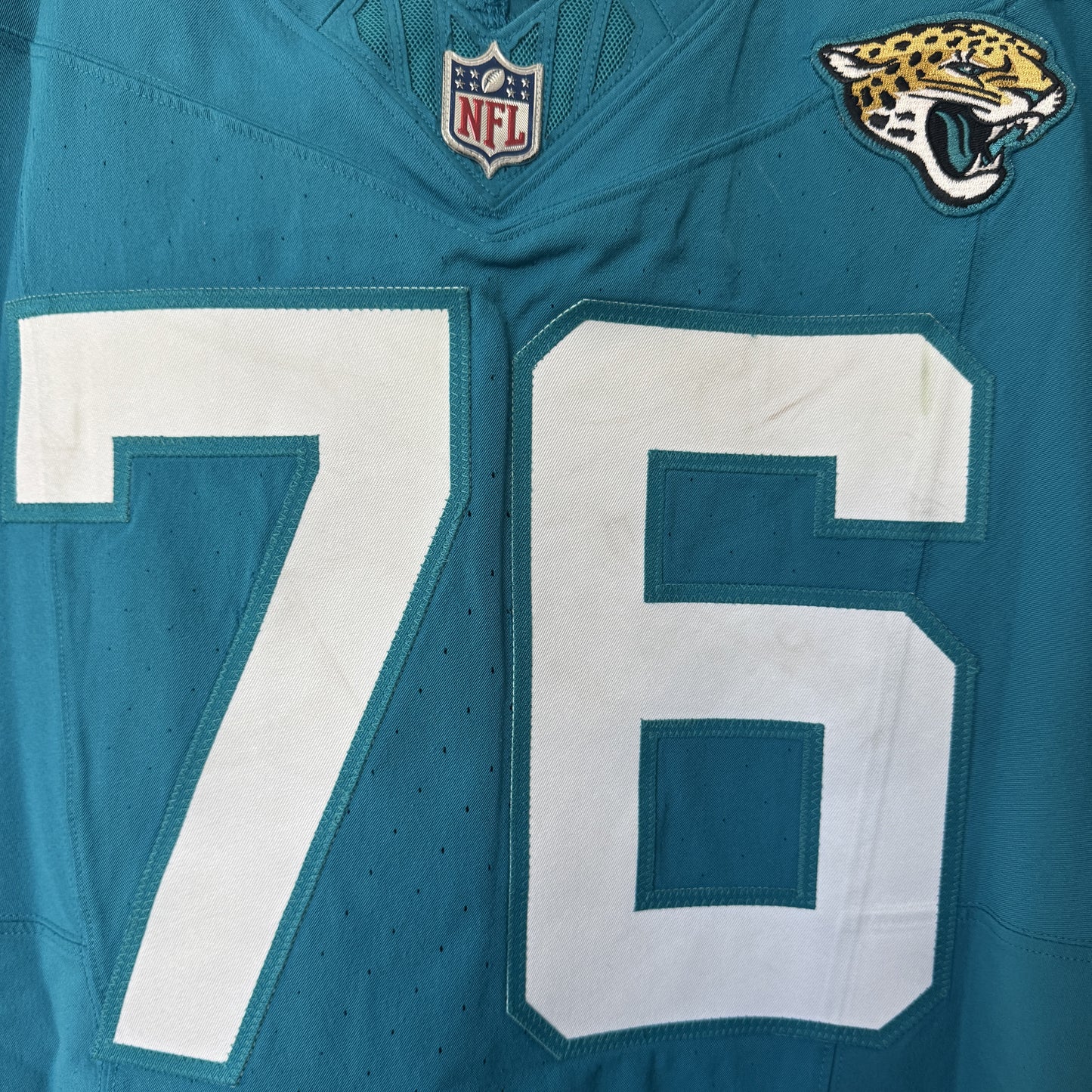 Ezra Cleveland GAME WORN 09-28-25 Jacksonville Jaguars Nike NFL Jersey vs. San Francisco 49ers Also includes COA 🛡️