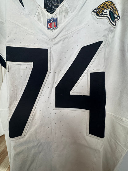 Cam Robinson GAME USED 💪 10/13/24 Jacksonville Jaguars 🐆 Nike NFL Jersey 👕 Inc. PSA COA 🛡️ vs. Chicago Bears (NFL London Game) 🌍
