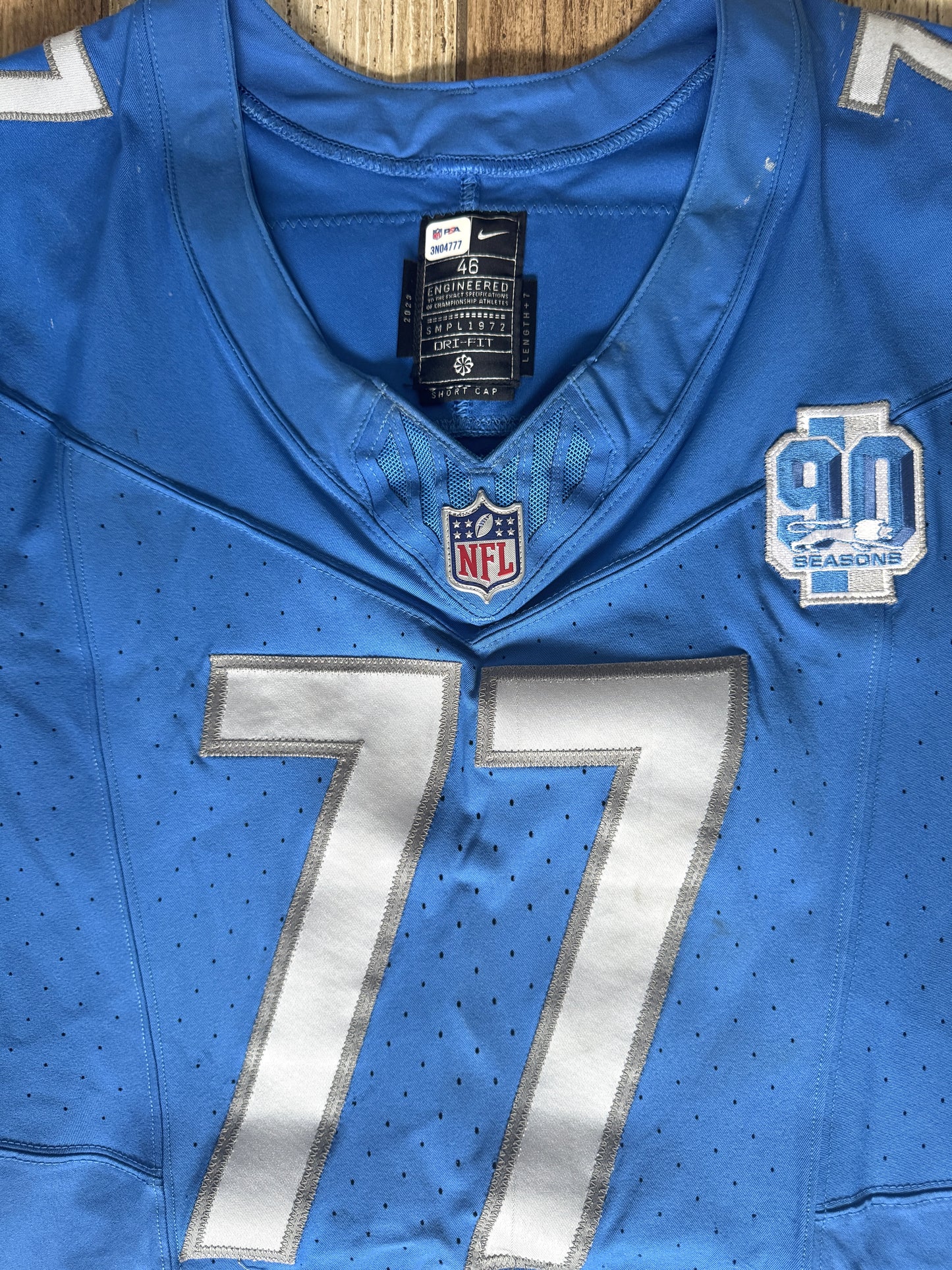Frank Ragnow GAME WORN 💪 11/19/23 Detroit Lions 🦁 Nike NFL Jersey 👕 vs. Chicago Bears Salute 2 Service game  Inc. PSA Certification 🛡️