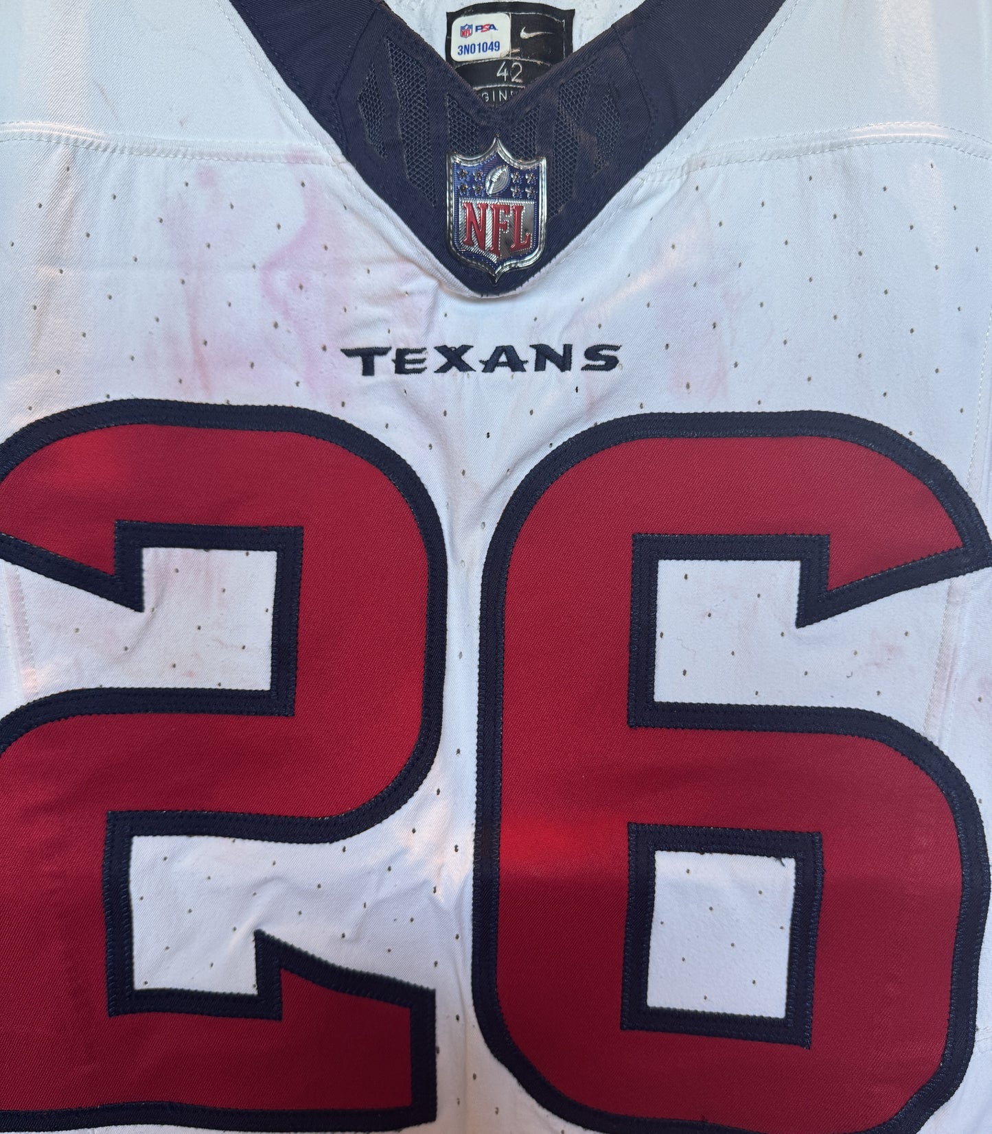 Devin Singletary GAME WORN 💪 11/12/23 & PHOTO MATCHED 📸 Houston Texans Nike NFL Jersey🎽 vs. Cincinnati Bengals – Salute to Service Game