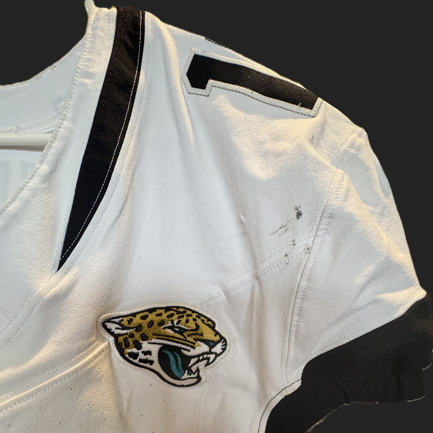 Trevor Lawrence GAME WORN 11/09/25 PHOTO MATCHED Jacksonville Jaguars Nike NFL Jersey vs Houston Texans Also includes Fanatics COA
