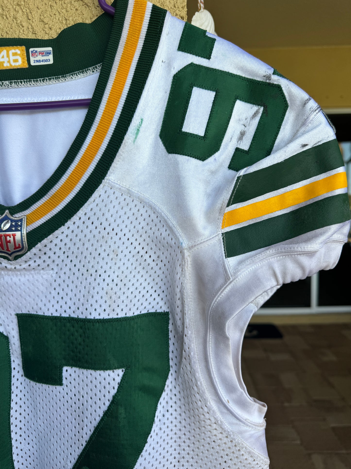 Kenny Clark GAME WORN 💪 and Signed 🖋️ Green Bay Packers⚪🟢 NFL Jersey👕 Also includes Captains Patch and PSA Authenticity 🛡️