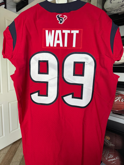 J.J. Watt 💯 TEAM ISSUED 💪 Houston Texans On-Field Nike NFL Jersey 👕 Also includes COA 🛡️ & Walter Payton NFL Man of the Year & Captain Patches