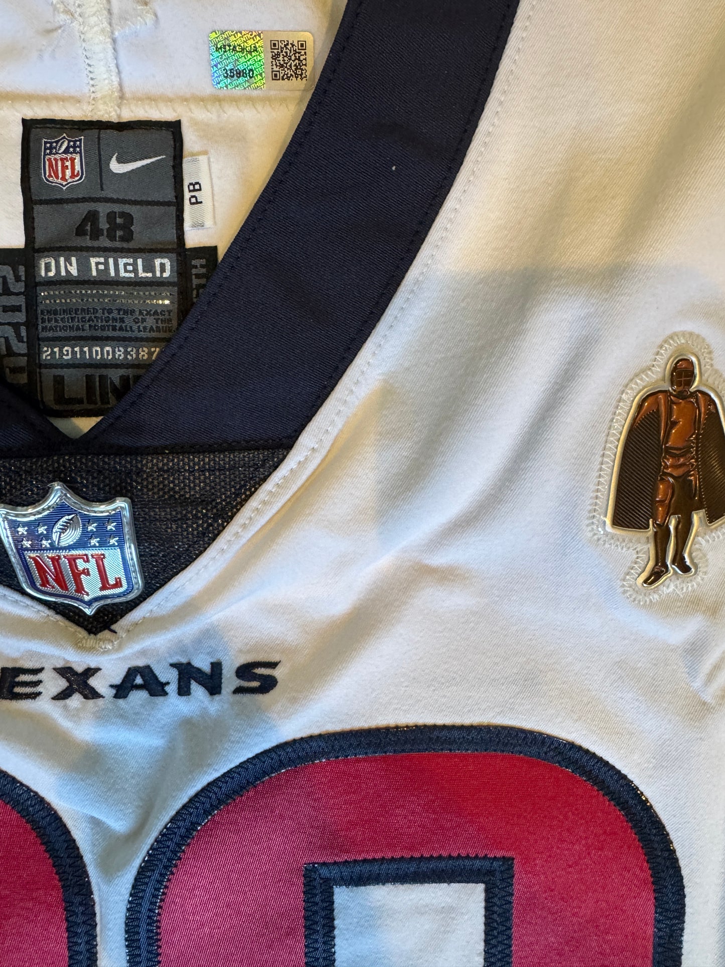 J.J. Watt 💯 GAME ISSUED 💪 Houston Texans On-Field Nike NFL Jersey 👕 Also includes COA 🛡️ & Walter Payton NFL Man of the Year Patch