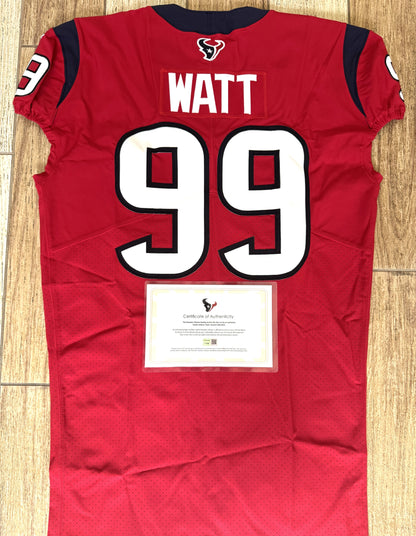 J.J. Watt 💯 TEAM ISSUED 💪 Houston Texans On-Field Nike NFL Jersey 👕 Also includes COA 🛡️ & Walter Payton NFL Man of the Year & Captain Patches