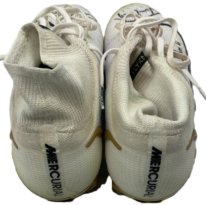 Justin Tucker Signed ✍️ + Inscribed GAME WORN 💪 NFL Cleats 👟 21-22 Season Baltimore Ravens 💜 Also includes COA 🛡️