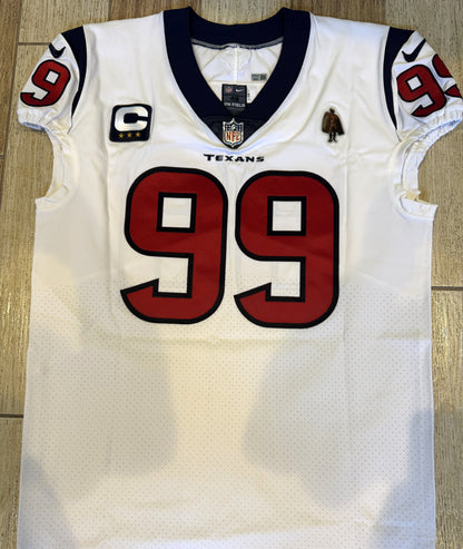 J.J. Watt 💯 GAME ISSUED 💪 Houston Texans On-Field Nike NFL Jersey 👕 Also includes COA 🛡️ & Walter Payton NFL Man of the Year Patch