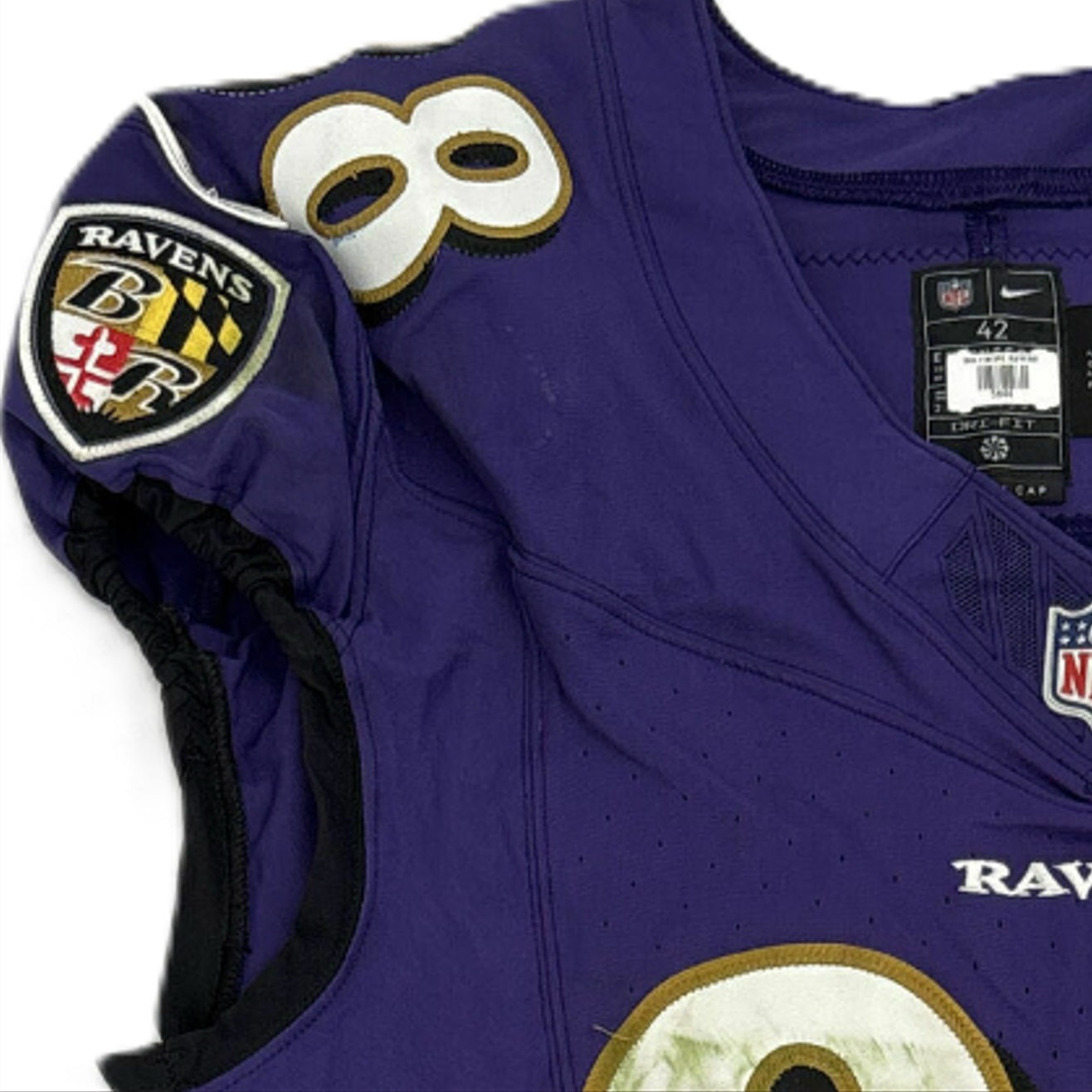 Charlie Kolar GAME-WORN💪10/12/25 On-Field Baltimore Ravens💜Jersey vs.Los Angeles Rams🐏