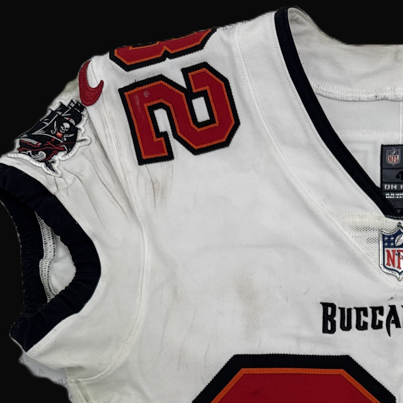 Josh Hayes GAME WORN 💪 10/12/25 Buccaneers Nike On-Field NFL Jersey 👕 vs. 49ers Inc. COA