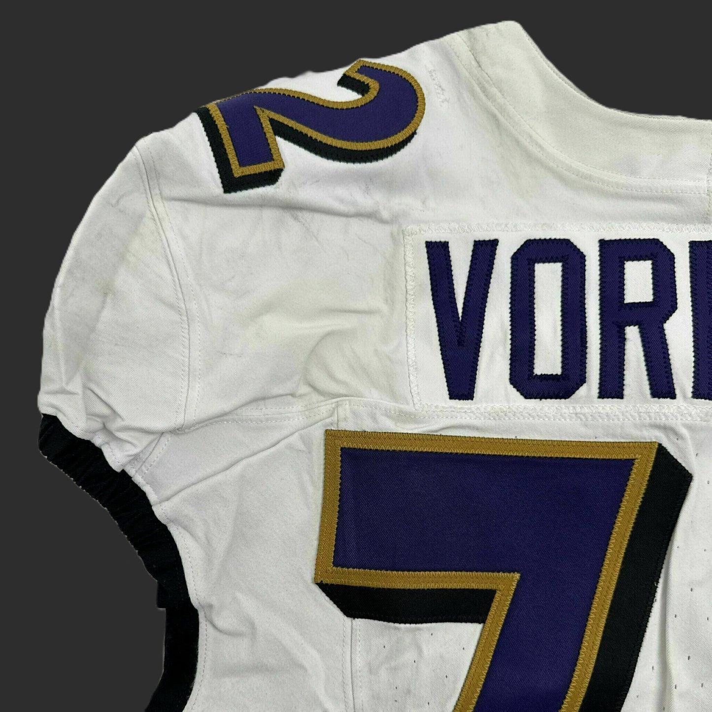 Andrew Vorhees GAME-WORN 💪 11/09/25 Baltimore Ravens 💜 NFL Jersey WIN vs Minnesota Vikings  Also Includes Certificate of Authenticity