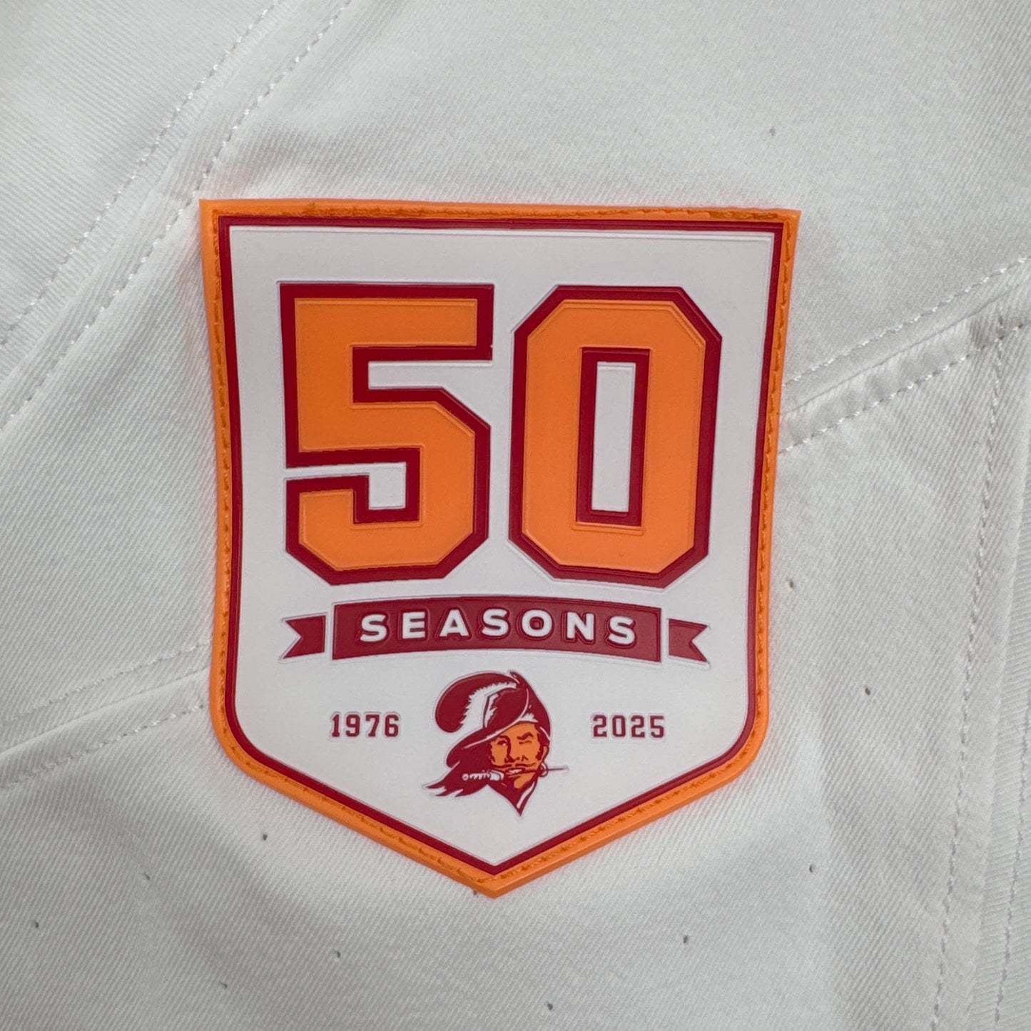 Baker Mayfield GAME-ISSUED🔥Tampa Bay Buccaneers Nike NFL Iconic 1976 Jersey 👕 Also includes Certificate of Authenticity + 50 Seasons Patch 🛡️