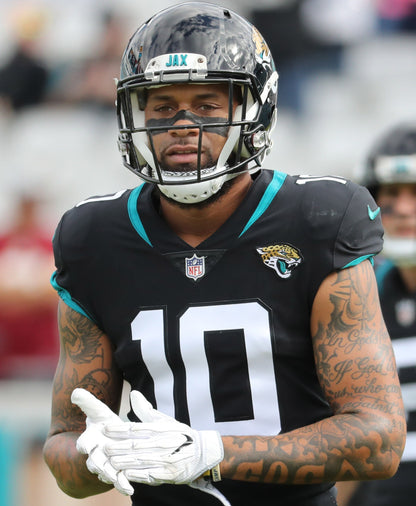 Donte Moncrief GAME USED 💪 10/28/18 PHOTO MATCHED 📸 Jacksonville Jaguars 🐆 Nike NFL Jersey 👕 PSA Certified 🛡️ vs. Philadelphia Eagles London Game at Wembley Stadium