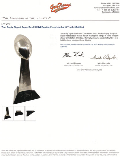 TOM BRADY 🐐 Hand Signed New England Patriots Super Bowl XXXVI Replica Vince Lombardi Trophy inc. COA 💥